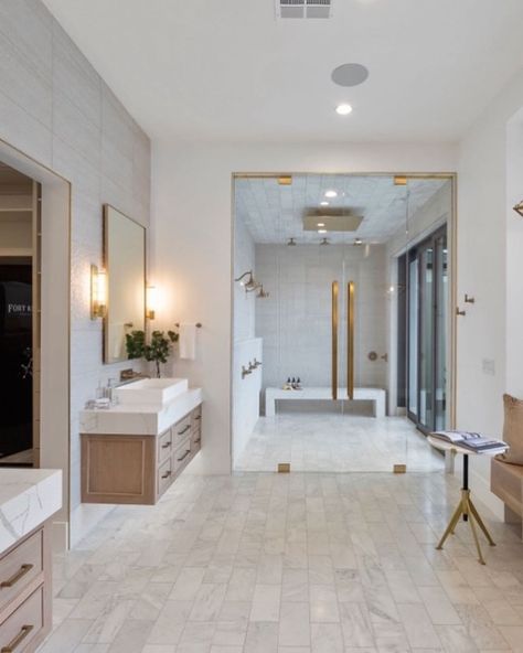 House West Design on Instagram: “Swipe 👉to take a tour of La Michele’s master bathroom!! We wanted this bathroom to feel like a sanctuary! Between the brass finishes, tile,…” Dream Master, Master Shower, Bathroom Redesign, Interior Design Boards, Bathroom Idea, Board Design, House Inspo, Dream Home Design, House Inspiration