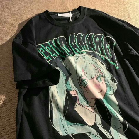 Harajuku Goth, Japanese Tshirt, Retro Tops, Next Clothes, Anime Shirt, Fairy Grunge, Loose Shorts, Girls Prints, Y2k Aesthetic