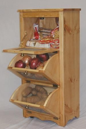 Always wanted one of these like my grandma had to store potatos and onions...here are plans to build one! - visit our page to check more Potato And Onion Storage Ideas, Potato And Onion Bin, Onion Holder, Potato Bin, Onion Storage, Potatoes Onions, Potato Onion, Bread Boxes, Storage Bin