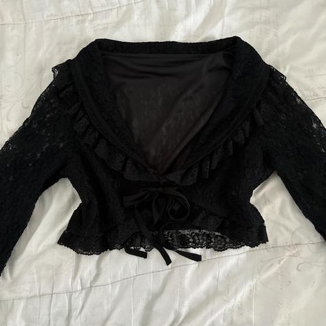 Nana black lace tie bolero cardigan... - Depop Cardigan Collection, Bolero Cardigan, Liz Lisa, Lace Tie, Black Lace, Lace, Quick Saves, Black