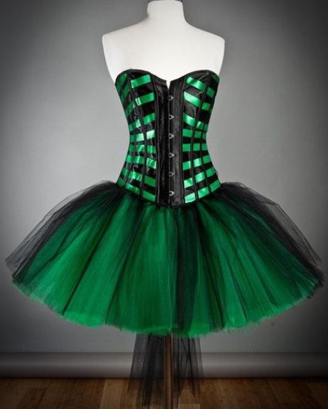 Carabosse Goth Prom Dresses, Emerald Green Homecoming Dresses, Tulle Corset, Corset Prom Dress, Black Tulle Dress, Burlesque Corset, Tulle Cocktail Dress, Cocktail Prom Dress, Green Homecoming Dresses