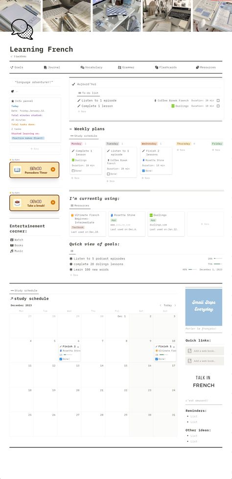 #Organisation #Notion_For_Language_Learning #Language_Learning_Routine #Notion_Flashcards Good Notes Language Learning, Notion Learning Template, Language Notes Template, Notion Template Ideas Language Learning, French Study Plan, Goodnotes Language Learning Template, Notion For Language Learning, Notion Language Template, Notion Flashcards