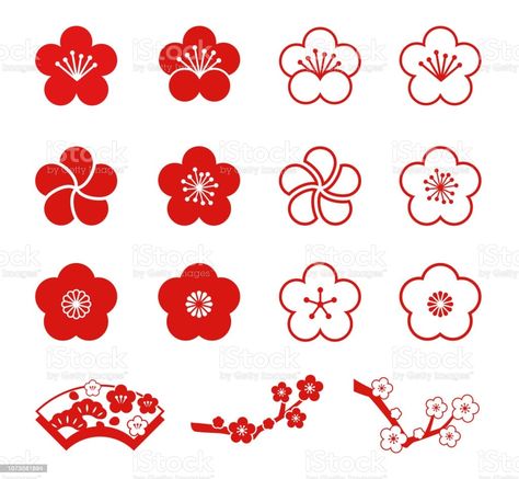 Korean Tattoo, Doodle Doodle, Asian Flowers, Chinese Crafts, Apricot Blossom, Japan Crafts, Plum Blossoms, Sticker Printer, 8bit Art