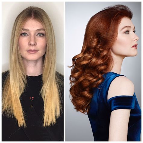 MAKEOVER: From Blonde To Red - Simple Steps For a BIG Change - Hair Color - Modern Salon Curtain Bangs Red Hair, Hair Balayage Red, From Blonde To Red, Blonde To Red, Ideas For Hair Color, Zoella Hair, Change Hair Color, Change Hair, Zoella