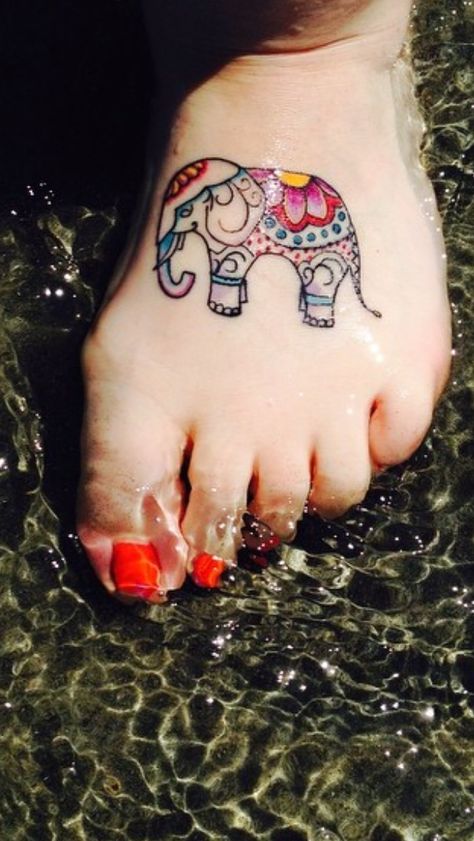 Elephant Tattoos With Trunk Up, Elephant Tattoos Meaning, Colorful Elephant Tattoo, Elephant Tattoo Meaning, Birthday Tattoos, Whimsical Tattoos, Elephant Trunk Up, Tattoos Meaning, Birthday Tattoo