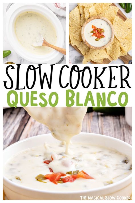 Slow Cooker Queso Blanco Queso Dips, Slow Cooker Queso, Nachos Recipes, Homemade Queso, Queso Blanco Dip, Recipes Dips, Dips Appetizers, White Cheese Dip, Tartiflette Recipe