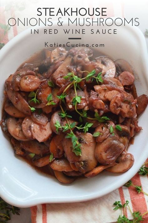 Steakhouse Onions, Carmelized Onions And Mushrooms, Wine Sauce For Steak, Steakhouse Mushrooms, Sauteed Mushrooms And Onions, Wine Steak, Steakhouse Recipes, Huli Chicken, Huli Huli