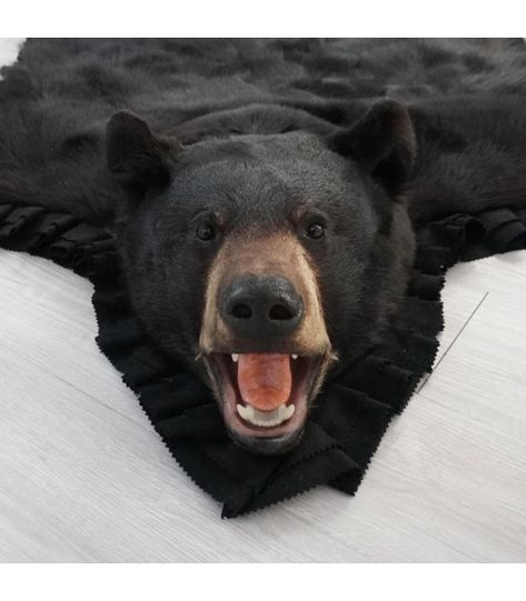 Black Bear Rug, Bear Rugs, Naturalist Decor, Bear Skin Rug, Deer Head Decor, Animal Skin Rug, Clay Bear, Bear Rug, Country Cabin