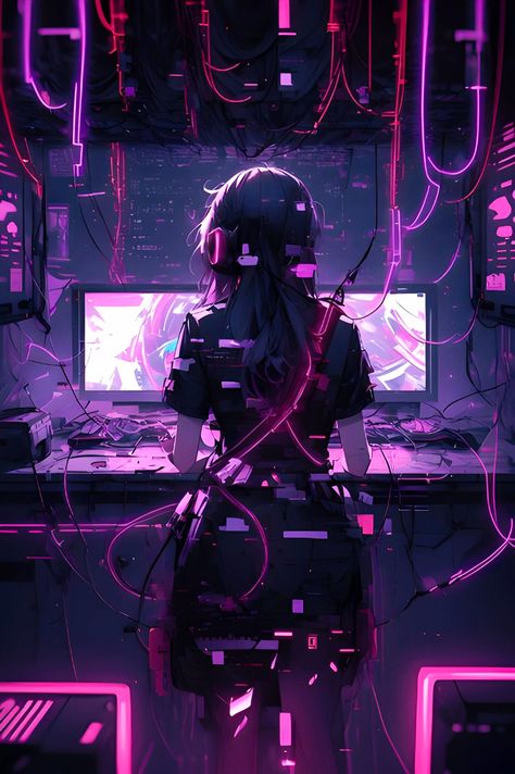 Coding Programming Aesthetic, Anime Programming, Vip Wallpaper, Programming Aesthetic, Kawaii Cyberpunk, Techno Art, Future Me, Cybergoth Style, Neon Girl