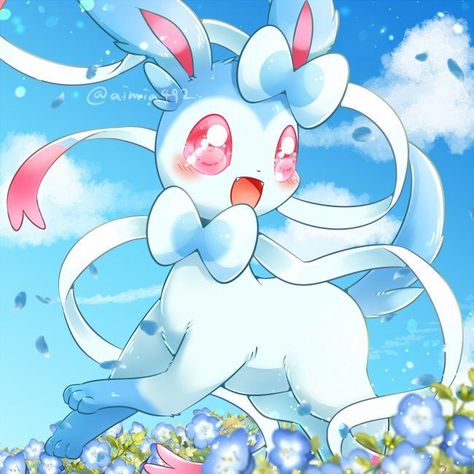 Shiny Sylveon Art, Blue Sylveon, Eeveelutions Fanart, Shiny Sylveon, Shiny Eevee, Bedroom Anime, Best Pokemon Ever, Anime Club, Character Poster