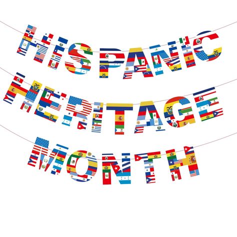 PRICES MAY VARY. PACKAGE INCLUDES:our hispanic heritage month decorations includes 1pcs hispanic heritage month banner. let's make the event even more special with this colorful and appealing hispanic heritage month party decoration pack，adding festival atmosphere QUALITY MATERIAL:our spanish speaking countries flags banner are made of high-quality cardstock, which is thick enough and hd double-sided printed. these happy hispanic heritage month banner can be assembled according to the pictures i Latin American Flags, Hispanic Flags, Month Decorations, American Flag Banner, Spanish Classroom Decor, Celebration Decorations, Festival Atmosphere, Countries And Flags, Spanish Speaking