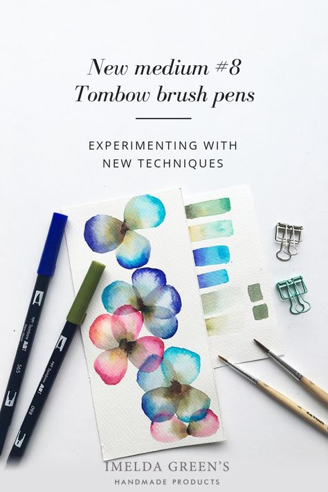 Using Tombow brush pens as watercolor | experimenting with new techniques Tombow Watercolor Art, Painting With Brush Pens, Gouache Ideas, Tombow Brush Pen, Watercolor Markers, Tombow Markers, Brush Pen Art, Watercolor Brush Pen, Tombow Dual Brush Pen