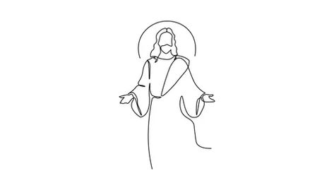 Jesus Christ Drawing Easy, Simple Jesus Drawing, Jesus Christ Sketch, Jesus Outline, Drawing Of Jesus, Christ Pictures, Jesus Drawing, Jesus Art Drawing, Christian Drawings