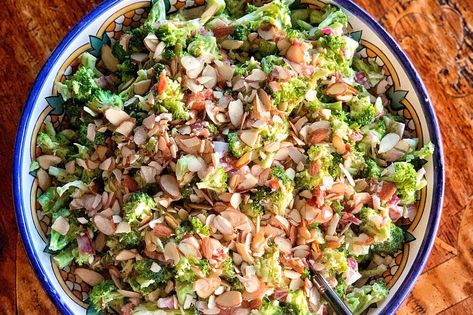 This broccoli salad is a dupe from Souplantation. It’s great with any grilled proteins and my ... Easy Horchata Recipe, Sweet Broccoli, Pickle Onions Recipe, Low Carb Love, Keto Salads, Keto Sides, Easy Chicken Salad, Homemade Salsa Recipe, Keto Holiday