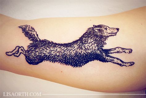 LISA ORTH Woodcut Wolf Tattoo, Dark Dog Tattoo, Portland Tattoo, Etching Tattoo, Woodcut Tattoo, Engraving Tattoo, Epic Tattoo, Wicked Tattoos, Dot Work Tattoo