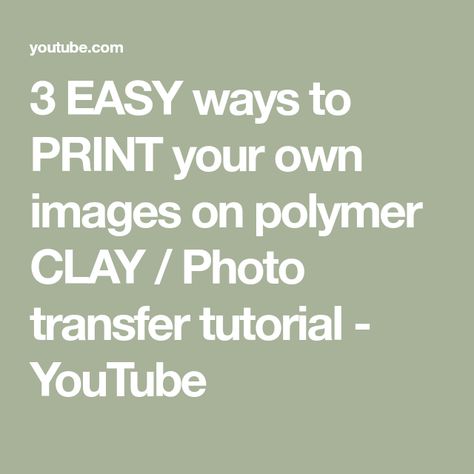 3 EASY ways to PRINT your own images on polymer CLAY / Photo transfer tutorial - YouTube How To Make Transfer Paper For Clay, Sublimation On Polymer Clay, Transfer Images, Earth Pigments, Photo Transfer, Tracing Paper, Polymer Clay Tutorial, Clay Tutorials, Cricut Maker