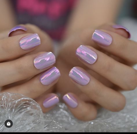 Squoval Chrome Nails, Lavender Chrome Nails, Nagellack Trends, Chrome Nails Designs, Fantasy Nails, Mirror Nails, Lavender Nails, Chrome Nails, Nail Polishes