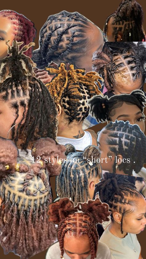 Styles for short locs ✨ Short Loc Styles For Vacation, Cute Hairstyles For Locs Short, Style Short Locs, Micro Locs Styles, Styles For Short Locs, Locs With Color, Locs Styling, Locs Short, Barrel Twist