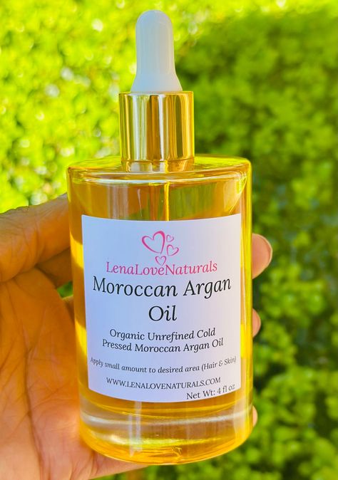 100% Pure Organic Cold Pressed Unrefined Moroccan Argan oil For Skin & Hair | 3.4 fl oz (100ml) Round Clear Glass Bottle Argan Oil is Golden..Literally. Amazing for hair & skin  Aroma: Slightly Nutty How to use: Easy to use, apply a 2-3 drops on clean face daily. For hair-use a few drops as needed from root to tip for shine Handcrafted by Lena Rambling Rose, Oil For Skin, Moroccan Argan Oil, Skin Hair, Soften Skin, Clean Face, Skin Care Moisturizer, Oils For Skin, Cold Pressed