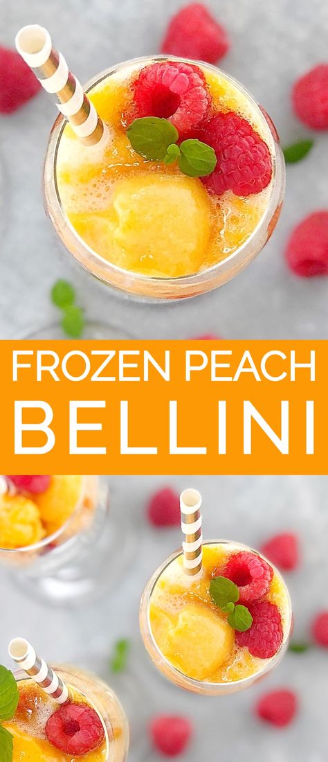 Funky Cocktails, Frozen Peach Bellini Recipe, Pomegranate Cocktail Recipes, Peach Bellini Recipe, Special Cocktails, Frozen Peach Bellini, Recipes Winter, Classic Drinks, Bellini Recipe