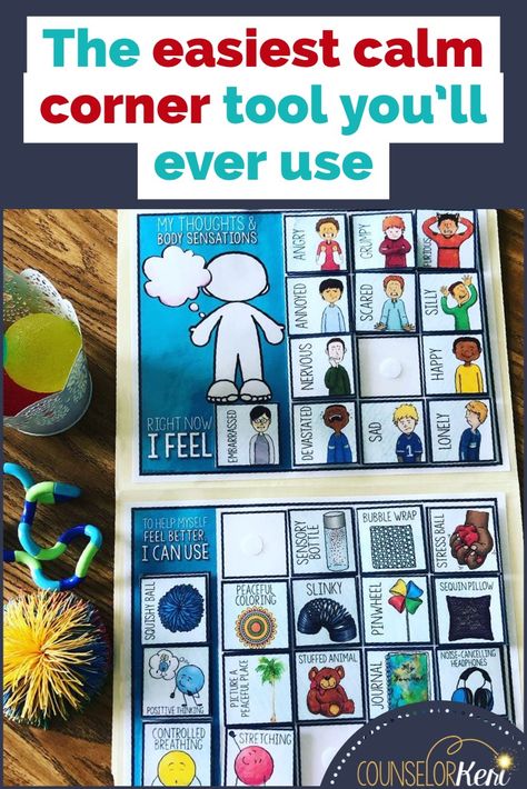 Calm Corner Ideas: The Easiest Calm Corner Tool You'll Ever Use Calm Corner Printables, Calm Down Area, Calm Down Kit, Asd Classroom, Calm Corner, Calm Classroom, Conscious Discipline, Corner Ideas, Calm Down Corner