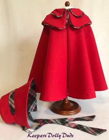 American Girl Doll Costumes, Bonnet Pattern, Doll Clothes Pattern, Doll Clothes Patterns Free, American Girl Doll Clothes Patterns, Wool Cape, Clothes Pattern, Doll Hat