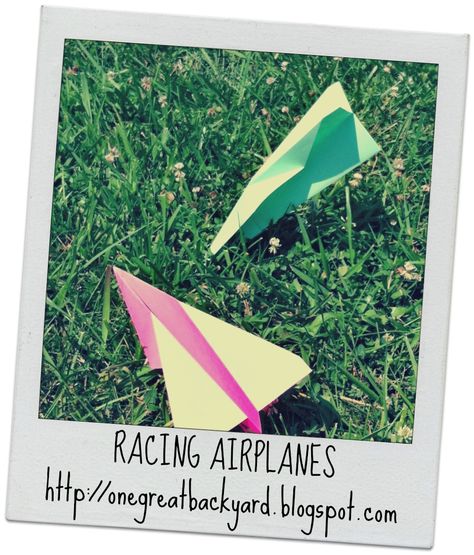 Racing Airplanes and the crazy, made-up paper-airplane-frisbee golf game my boys created via One Great Backyard Paper Airplane Party, Airplane Games, Backyard Activities, Moving Truck, Frisbee Golf, Airplane Party, Summer Reading Program, Teen Summer, Paper Airplane