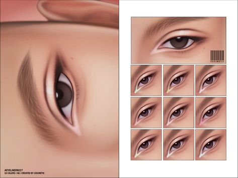 Ts4 Eyeliner, Sims4 Eyeliner, Smoky Eyeliner, Smudged Eyeliner, Nose Contouring, Simple Eyeliner, Sims 4 Cas Mods, Natural Eyeshadow, The Sims 4 Skin