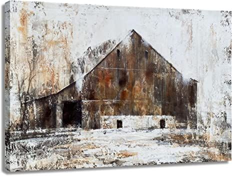 Amazon.com: BATRENDY ARTS Farmhouse Rustic Wall Art Brown Barn Canvas Decor Modern Print Painting Country Style Pictures for Living Room Framed : Clothing, Shoes & Jewelry Barn Wall Art, Farm Wall Art, Farmhouse Paintings, Barn Pictures, Rustic Pictures, Country Wall Decor, Barn Painting, Hur Man Målar, Brown Wall Art