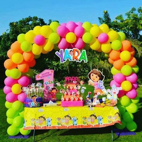 dora birthday party Dora Explorer Party Ideas, Dora The Explorer Birthday Party Ideas, Dora Party Decorations, Dora Party Ideas, Dora Themed Birthday Party, Dora Birthday Party Ideas, Birthday Ballon Decorations, Dora Birthday Party, Dora The Explorer Party