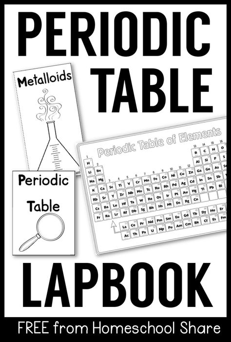 Periodic Table Unit Study and Lapbook from Homeschool Share Chemistry Labs High School, Chemistry Lapbook, Montessori Chemistry, Periodic Table Activities, Elementary Chemistry, Apologia Physical Science, Chemistry Activities, Sixth Grade Science, Chemistry Education