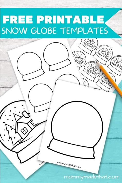 Fun Christmas Printable Templates (A ton of Free ones!) Snow Globe Template, Candy Cane Template, Printable Christmas Templates, Christmas Printable Templates, Snow Crafts, Snow Globe Crafts, Globe Crafts, Snowflake Template, Christmas Tree Template