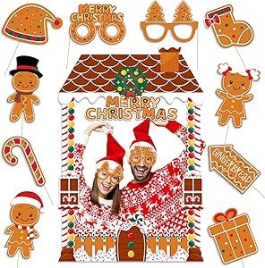 Gingerbread Christmas Photo Booth Props Gingerbread Man Christmas Selfie Props with Gingerbread House Photo Frame Funny Christmas Photo Props kit for Christmas Party Favors Decorations Supplies Gingerbread Man Theme Party, Gingerbread Photo Booth, Christmas Photobooth, Christmas Selfie, Selfie Props, Christmas Photo Booth Props, Funny Christmas Photos, Funny Photo Booth, Christmas Pajama Party