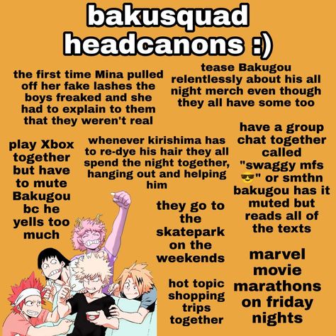 Mha Script Ideas, Head Cannons Mha, Mha Cannons, Mha Head Cannons, Bakusquad Headcannons, All Might Merch, Headcanons Mha, Mha All Might, Bnha Headcanons