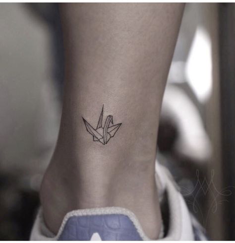 Origami Bird Tattoo, Manacled Tattoo, Origami Crane Tattoo, Paper Crane Tattoo, Swag Tattoo, Pine Tattoo, Small Colorful Tattoos, Origami Tattoo, Crane Tattoo