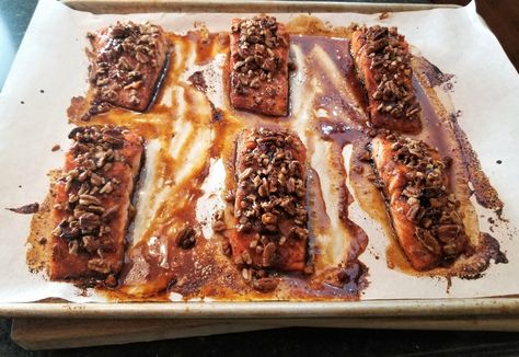 Maple Pecan Salmon, Pecan Salmon, Maple Syrup Salmon, Maple Salmon, Pecan Sauce, Maple Glazed Salmon, Fall Eats, Cedar Plank Salmon, Scottish Salmon