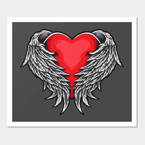 Heart With Wings Tattoo, Angel Wings Svg, In Loving Memory Tattoos, Vogel Tattoo, Angel Wings Art, Wings Wallpaper, Heart Wings, Angel Wings Wall, Angel Wings Heart