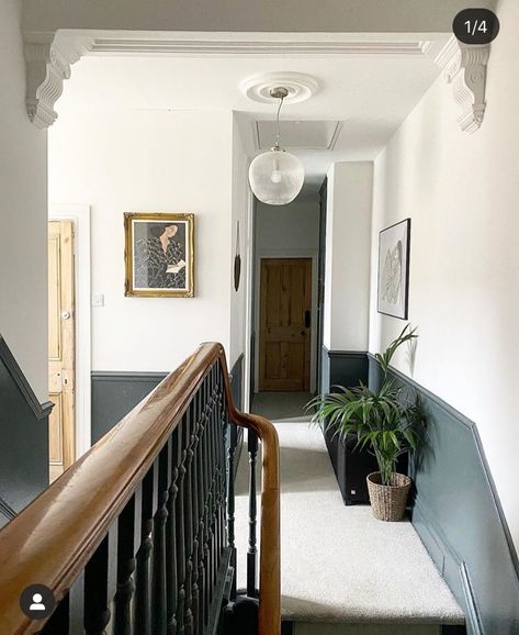 1920s Home Interior, White Hallway Ideas, Victorian Terrace Hallway, Terrace Hallway, Hallway Colours, Essex Street, Hudson Homes, Hallway Inspiration, Narrow Hallway Decorating