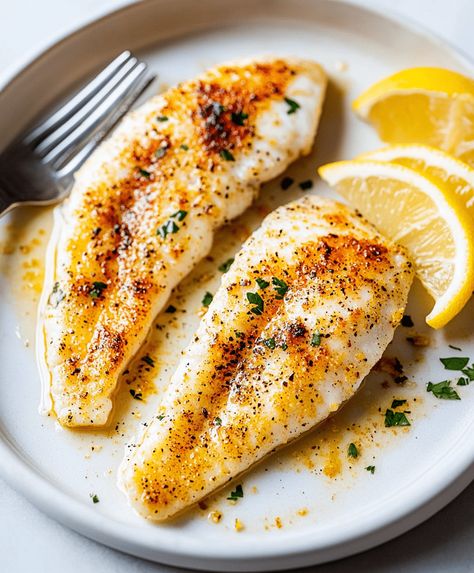 Lemon Butter Baked Tilapia Recipe Tilapia Recipes Baked Ovens Foil Packets, Old Bay Tilapia, Tilapia Recipes Baked, Oven Foil Packets, Baked Tilapia Recipes, Tilapia Recipe, Baked Tilapia, Tilapia Recipes, Fish Sandwich