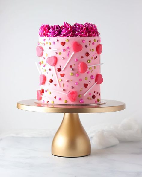 I’ve been creating this cake in my head all week, and finally had the opportunity to put it together. If you are stumped about what to make… Lollipop Cake, Valentines Baking, Cake Wrecks, Dessert Simple, Valentines Day Cakes, Valentine Cake, Holiday Cakes, Coconut Cake, Pink Cake