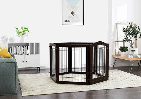 PAWLAND 144inch Extra Wide 30inches Tall Dog gate with Door Walk Through Freestanding Wire Pet Gate for The House Doorway Stairs Pet Puppy Safety Fence Support Feet Included Espresso6 Panels -- Learn more by visiting the image link.-It is an affiliate link to Amazon. #dogfence Outdoor Pet Gate, Pet Gate With Door, Free Standing Pet Gate, Wooden Pet Gate, Tall Dog, Freestanding Pet Gate, Safety Fence, Tallest Dog, California King Mattress