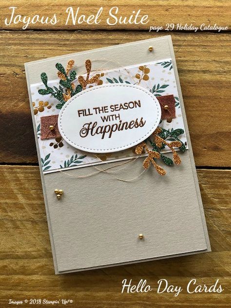 Michelle Mills - Independent Stampin' Up! Demonstrator Brisbane Aus. Follow me on facebook at Hello Day Cards! Christmas Card using the stunning Joyous Noel Suite from the 2018 Holiday Catalogue #eatsleepstamprepeat #gogetstamped #stampinup #stamping #loveitchopit #diy #makeacardsendacard #worldhelloday #hello #helloday #hellodaycards #flowers #merry #christmas #joyous #noel #festive #hohoho #celebrate #peaceful #celebrate #happiness Joyous Noel Dsp Stampin Up Cards, Dsp Stampin Up Cards, Thanksgiving Cards Printable, Thanksgiving Cards Handmade, Christmas Cards 2018, Gray Granite, Stampin Up Christmas Cards, My Live, Christmas Catalogs