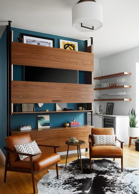 Bangalore Apartment, Built In Tv Cabinet, Hidden Tv Cabinet, Tv Stand Decor Living Room, Tv Stand Decor, Hidden Tv, Decorating Home, Home Decor Ideas Living Room, Kitchen Home Decor