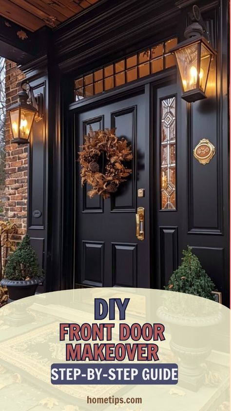 Ready for a front door upgrade? Discover how a simple update can refresh your entire entryway. Your home will feel brand new! 🏡🔨  #HomeTips #FrontDoorUpdate #HomeImprovement #DIYProjects Entrance Doors Ideas Front Entry Modern, 90s Front Door Makeover, Front Door Makeover Ideas, Diy Front Door Makeover, Front Door Upgrade, Contemporary Front Porch, Farmhouse Front Doors, Door Makeover Ideas, Dark Front Door