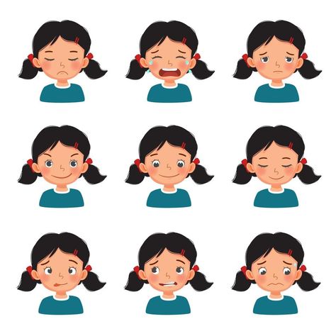 Verbs For Kids, Cartoon Faces Expressions, Worried Kids, Emotion Faces, Custom Envelope, Emotional Child, Face Illustration, Different Emotions, Face Characters