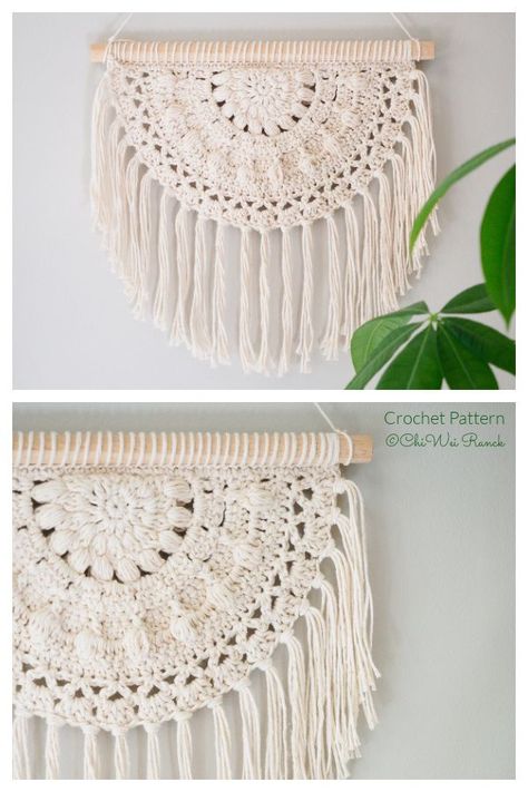 Blossom Wall Hanging Crochet Pattern Crochet Macrame Wall Art, Crochet Boho Wall Decor, Mandala Wall Hanging Crochet, Boho Crochet Wall Hanging Pattern, Crochet Macrame Wall Hangings Free Pattern, Macrame Crochet Wall Hanging, Free Crochet Wall Hanging Patterns Boho, Crochet Boho Decor Free Pattern, Crochet Moon Wall Hanging