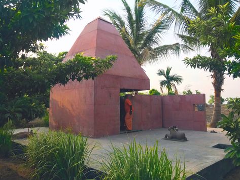 Small Architecture, Architect Sketchbook, Red Architecture, Pyramid Roof, Architectural Ideas, Temple Pictures, Rural India, Temple Architecture, Architectural Practice