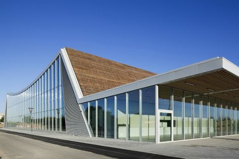 Monconseil Sports Hall-Explorations Architecture « Inhabitat – Green Design, Innovation, Architecture, Green Building Sports Hall Architecture, Sport Facility, Gymnasium Architecture, Sport Architecture, Sports Architecture, Sports Facility Architecture, Hayling Island, Sport Center, Sports Centre