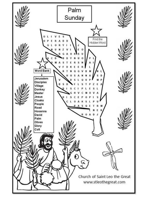 Church of Saint Leo the Great | Palm Sunday Coloring & Craft Pages | Lincroft, NJ Palm Sunday Coloring Sheet, Palm Sunday Activities, Sunday School Worksheets, Palm Sunday Crafts For Kids, Palm Sunday Decorations, Palm Sunday Crafts, Easter Sunday School, Somebunny Loves You, Sunday Activities