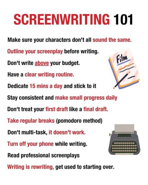 Movie Script Ideas, How To Write A Short Film Script, Movie Script Writing Aesthetic, Screen Writing Tips, How To Write A Movie Script, Movie Making Tips, How To Write A Screenplay, Short Film Prompts, Scriptwriting Tips